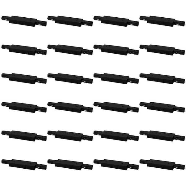 H Track Light Straight Connector, H-Type Straight Line Connector, 120V 3-Wire Single Circuit Power Source, Black 24 Pack