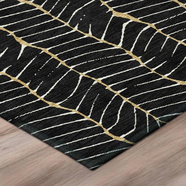 Chantille Machine Washable Indoor/Outdoor Abstract ACN3038 Black 3 ft. x 4 ft. Area Rug