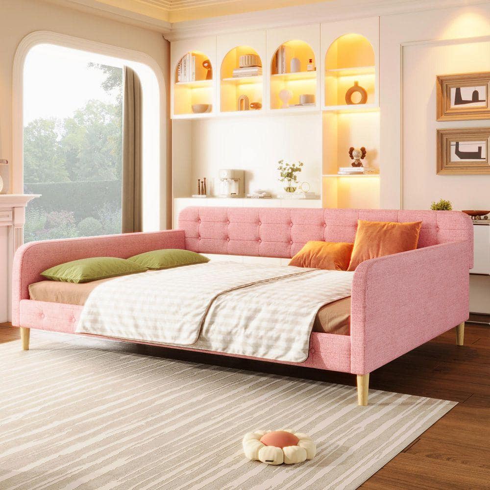 Qualler Pink Queen Daybed with 4 Support Legs WDDB75050H - The