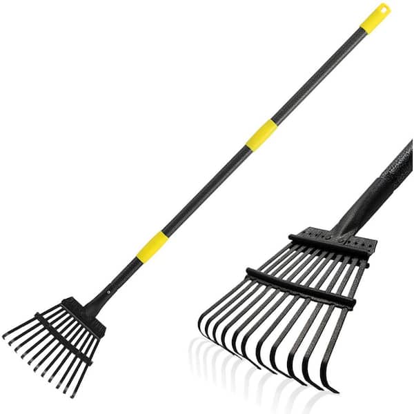 Wide Metal Rakes Misopily 30-60 in. Metal Handle Adjustable Metal Rake 11-Tines 8.5 in ...