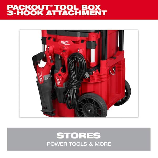 Milwaukee PACKOUT 3-Hook Tool Box Rack Attachment