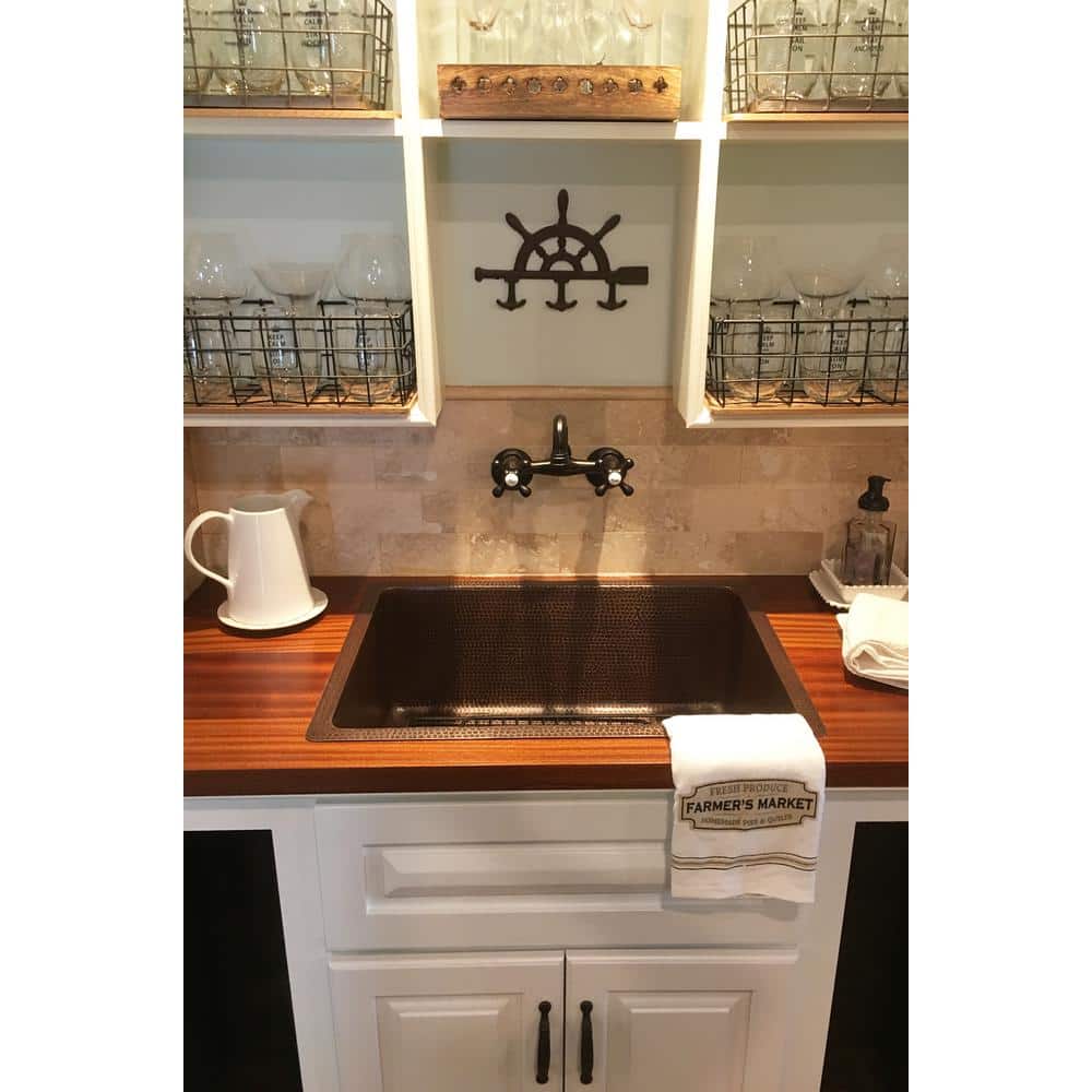 25" Hammered Copper Drop-In Single Basin Kitchen Sink