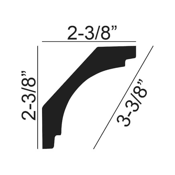 American Pro Decor 2-3/8 in. x 2-3/8 in. x 94-1/2 in. Plain Polyurethane Crown Moulding Pro Pack 31-1/2 LF (4-Pack)