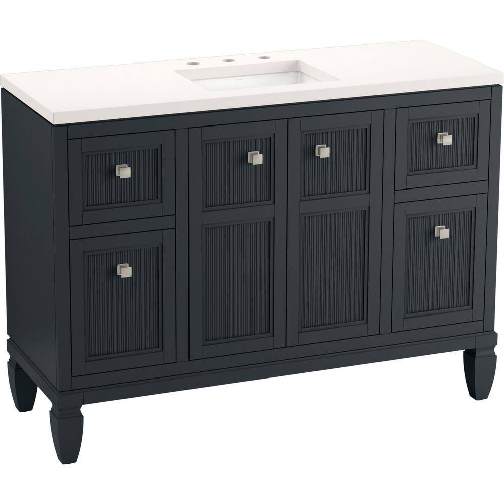 Slate Grey 48-Inch MDF Bathroom Vanity with Quartz Top