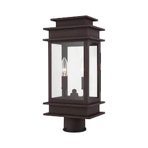 Princeton 2-Light Bronze Metal Hardwired Outdoor Rust Resistant Post Light with No Bulbs Included