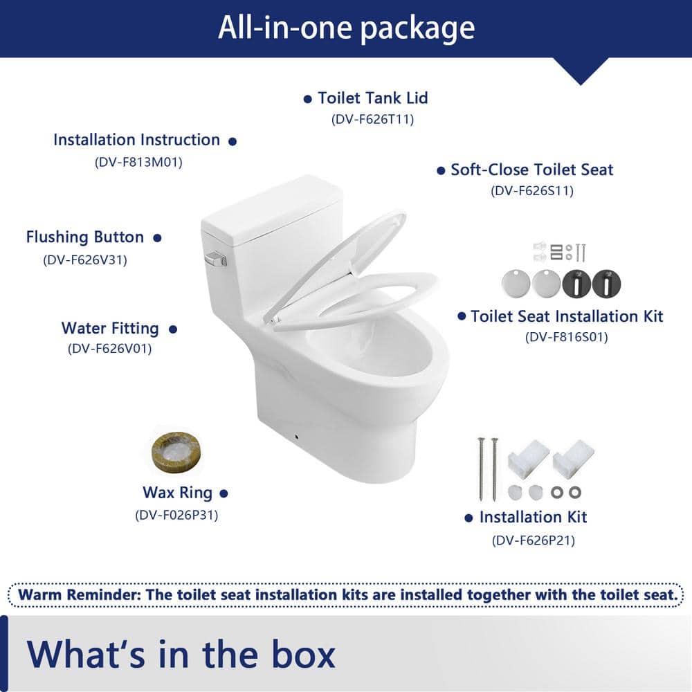 White Elongated One-Piece High Efficiency Toilet with ADA Seat