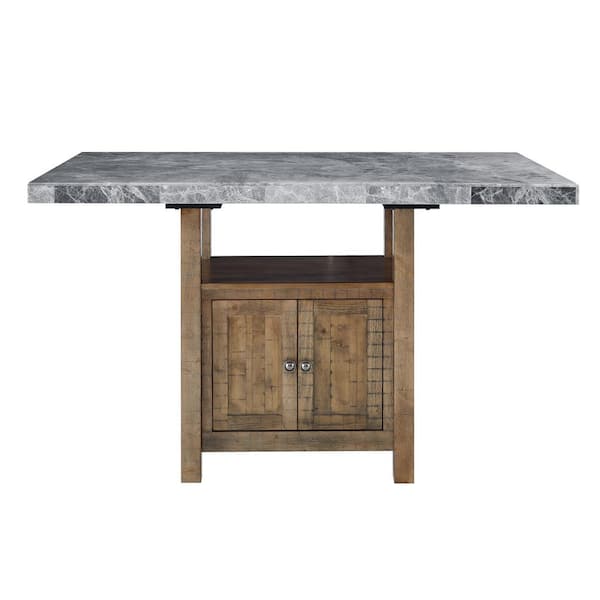 Steve Silver Grayson 60 in. Rectangular Gray Marble Storage Counter Height Table