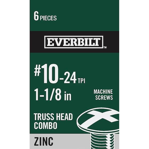 Everbilt #10-24 x 1-3/8 in. Phillips-Slotted Truss-Head Machine Screws (6-Pack)