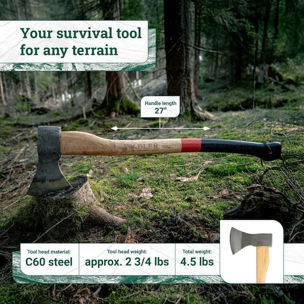 ADLER 27.5 in. Hickory Handle Rheinland Axe 101.0H125B211 - The