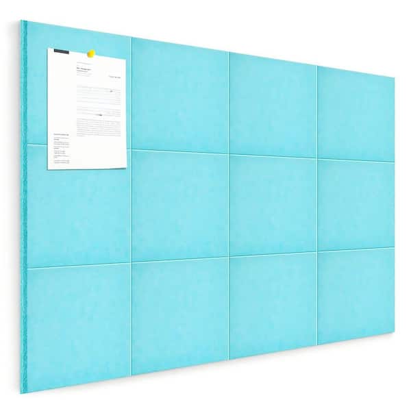 48 in. x 36 in. Felt Wall Tiles with Safe Removable Adhesive Tabs Framed, Bulletin Boards for Home, Office, Blue