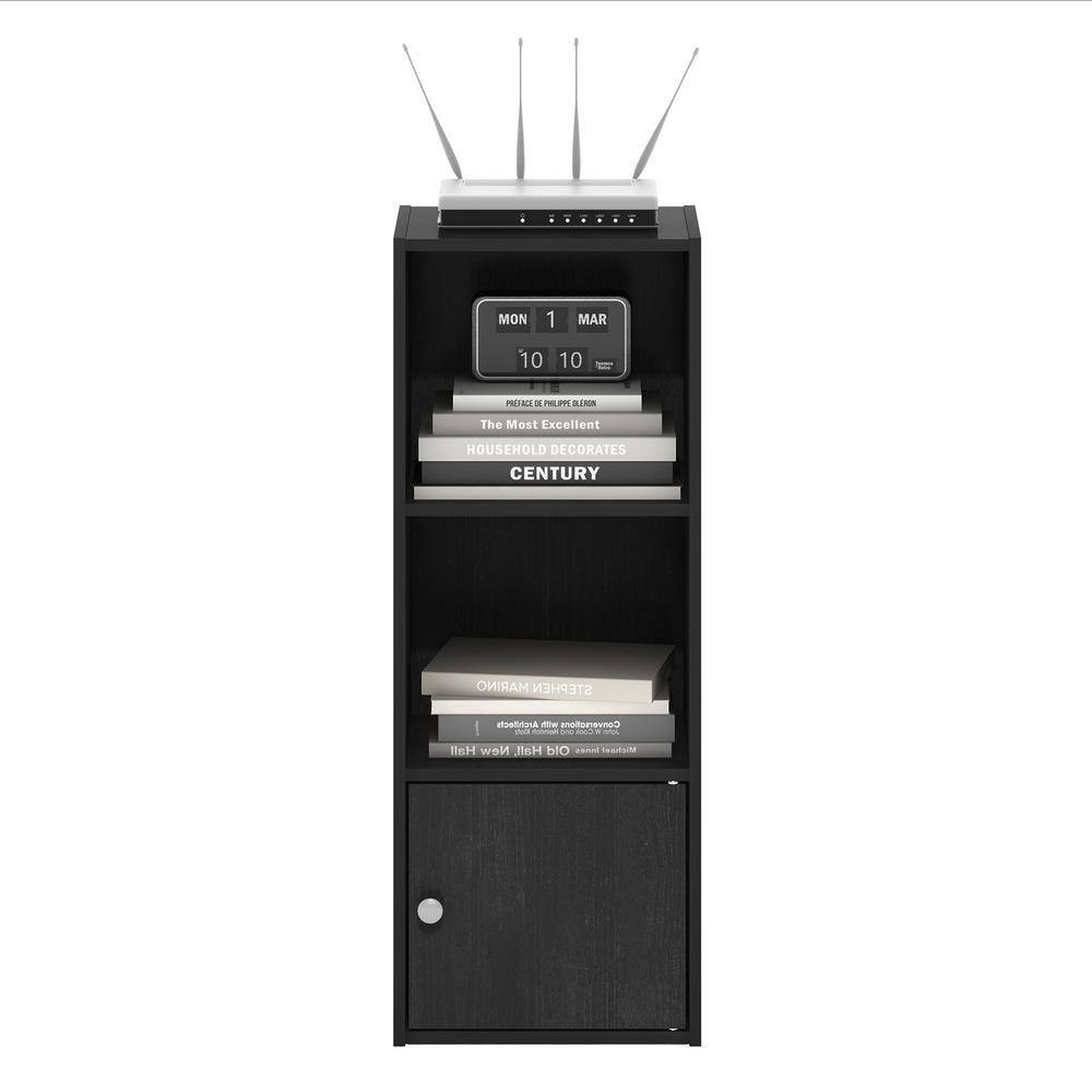 Blackwood 3-Tier Shelf Bookcase with Door Storage Cabinet