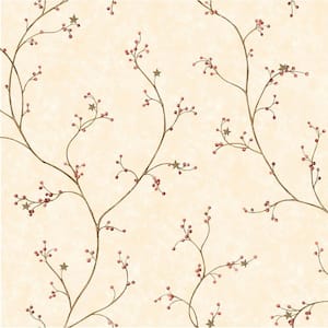Star Berry Dark Red Vine Paper Strippable Roll Wallpaper (Covers 56.4 sq. ft.)