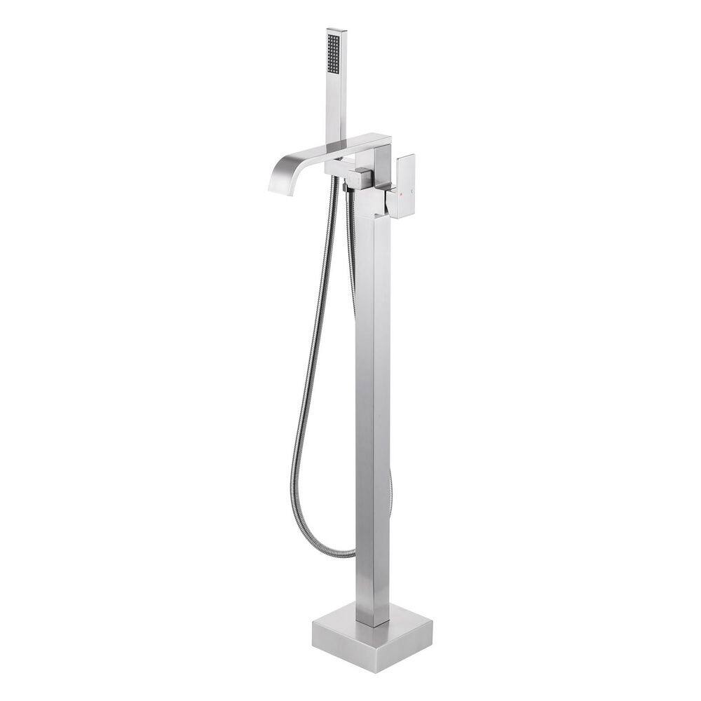 Single-Handle WaterFall Freestanding Tub Faucet with Handheld Shower in Brushed Nickel price history on PriceWatchPro