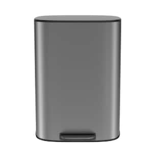 50L/13.2 Gal. Stainless Steel Soft-Close Kitchen/Bathroom Trash Can with Foot Pedal in Gray