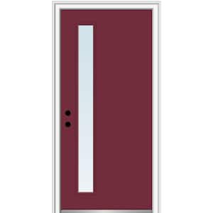 36 in. x 80 in. Viola Right-Hand Inswing 1-Lite Clear Low-E Painted Fiberglass Prehung Front Door on 6-9/16 in. Frame