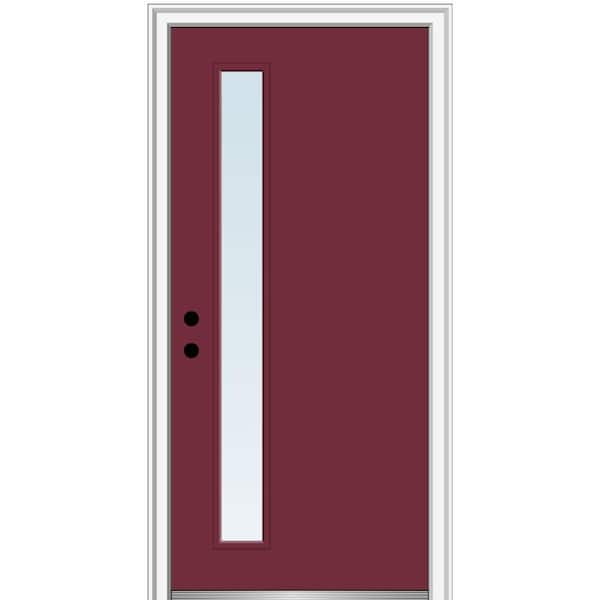 MMI DOOR 36 in. x 80 in. Viola Right-Hand Inswing 1-Lite Clear Low-E Painted Fiberglass Prehung Front Door on 6-9/16 in. Frame