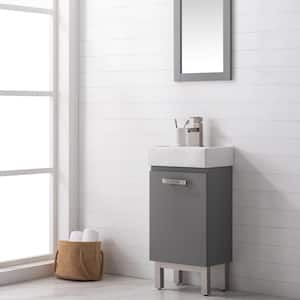 Stella 16.5 in. W x 12 in. D x 33.75 in. H Bath Vanity in Gray with Porcelain Vanity Top in White with White Basin