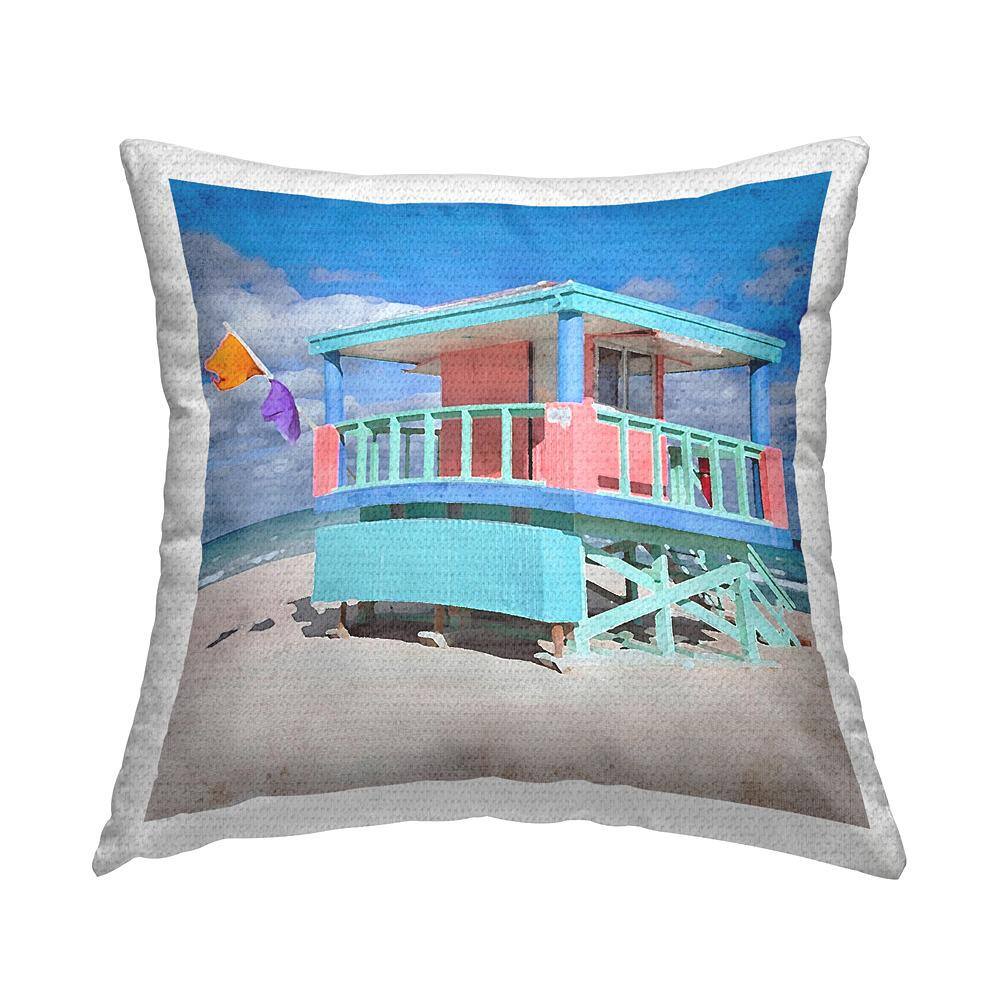 Beach Shack Shoreline Multi-Color Square Outdoor Throw Pillow price history on PriceWatchPro