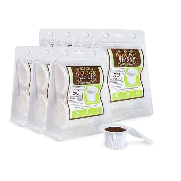 EZ-Cup 2.0 Disposable Paper Filters with Patented Lid Design for Reusable Coffee Pods 7-Pack (350 Filters )