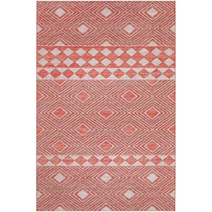 Yuma Red 3 ft. x 5 ft. Geometric Indoor/Outdoor Washable Area Rug