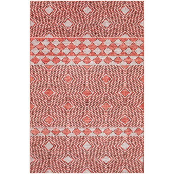 Addison Rugs Yuma Red 8 ft. x 10 ft. Geometric Indoor/Outdoor Washable Area Rug