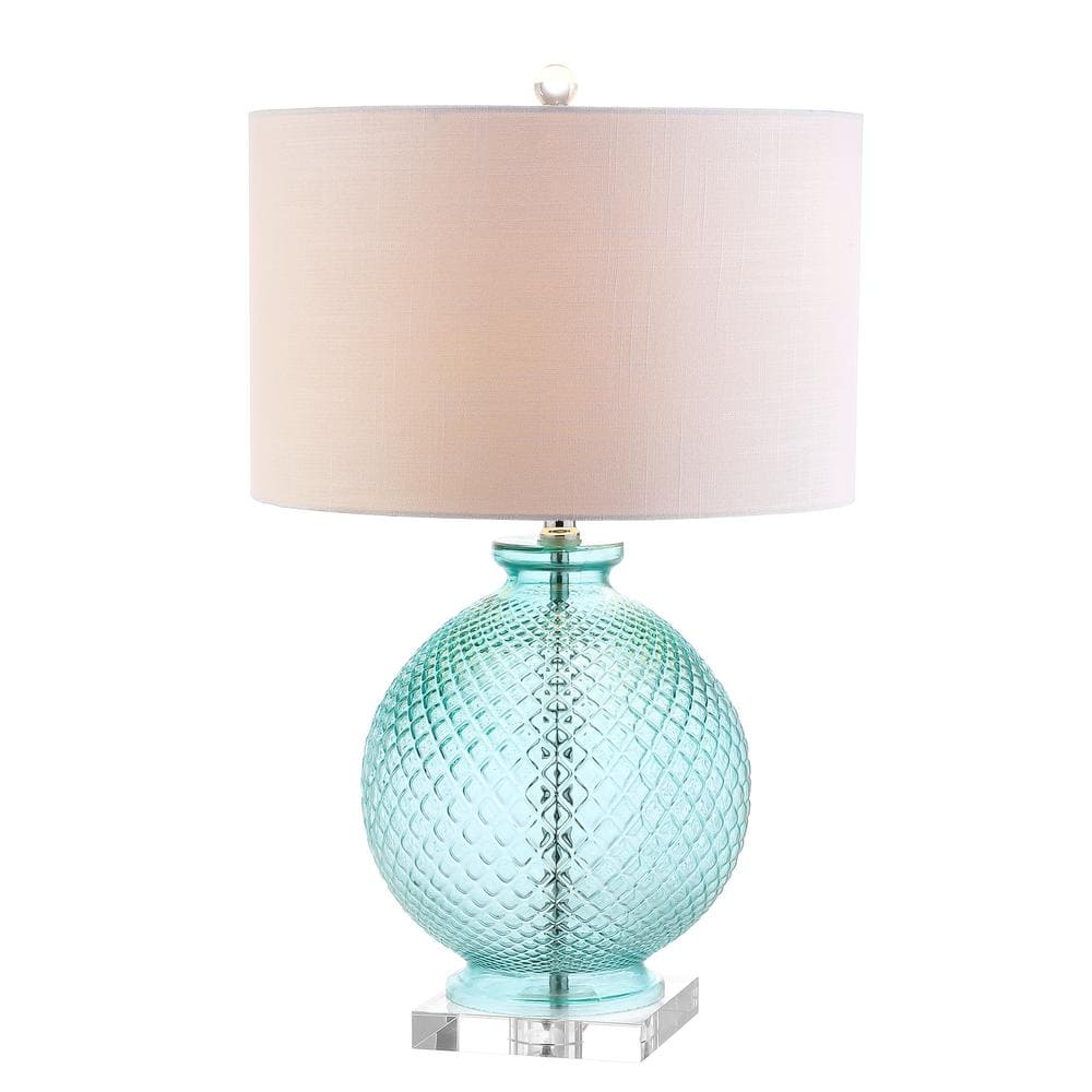 Jonathan Y Estelle 26 In Aqua Glass And Crystal Table Lamp Jyl2003a The Home Depot