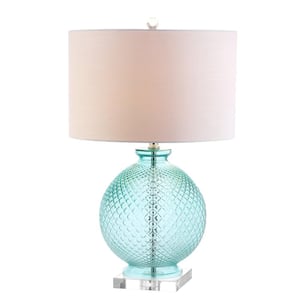 Estelle 26 in. Aqua Glass and Crystal Table Lamp