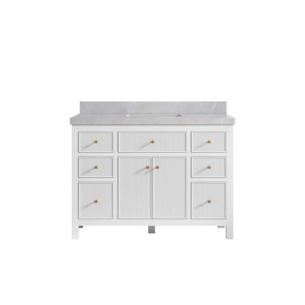 "Sonoma 48 in. W x 22 in. D x 36 in. H Bath Vanity in White with 2"" Pearl Gray Quartz Top" price history on PriceWatchPro