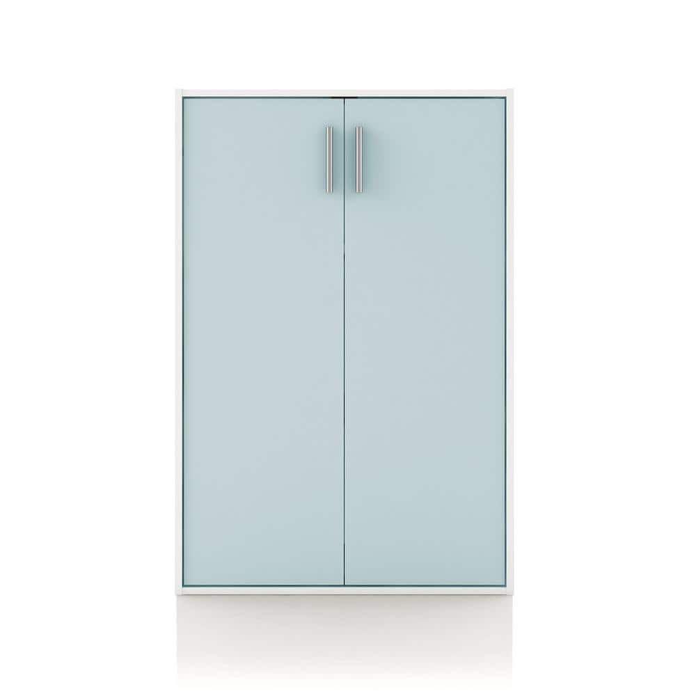 Light Blue Stackable Wood Kids Cabinet with Doors