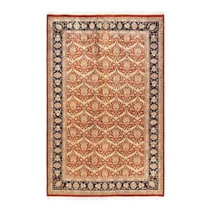 Mogul One-of-a-Kind Traditional Orange 6 ft. 1 in. x 9 ft. 5 in. Oriental Area Rug