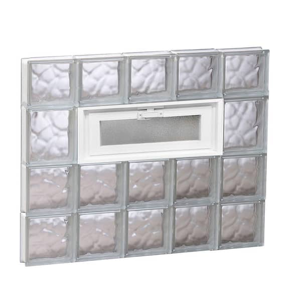Clearly Secure 28.75 in. x 25 in. x 3.125 in. Frameless Wave Pattern Vented Glass Block Window