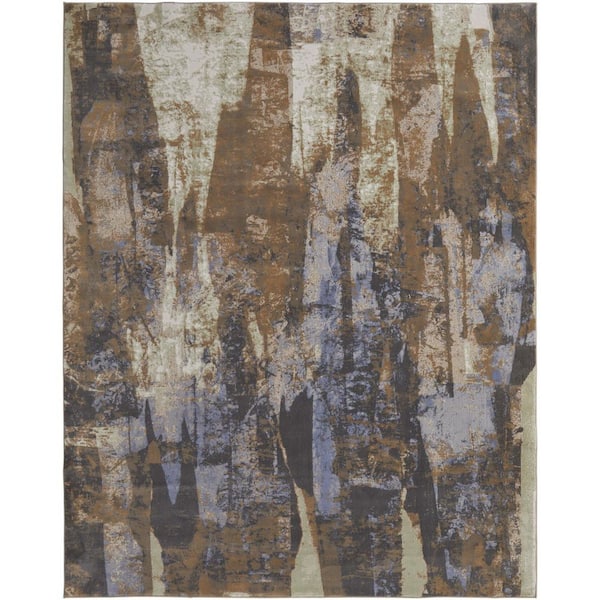 HomeRoots 5 ft. x 8 ft. Blue and Ivory Abstract Area Rug