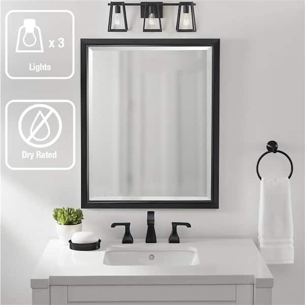 Hazel Heights 24 in. 3-Light Black Rustic Farmhouse Bathroom Vanity Light