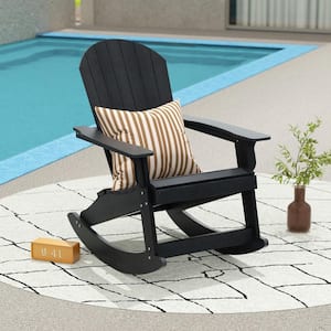 Vineyard Black Outdoor Patio Plastic Adirondack Rocking Chair