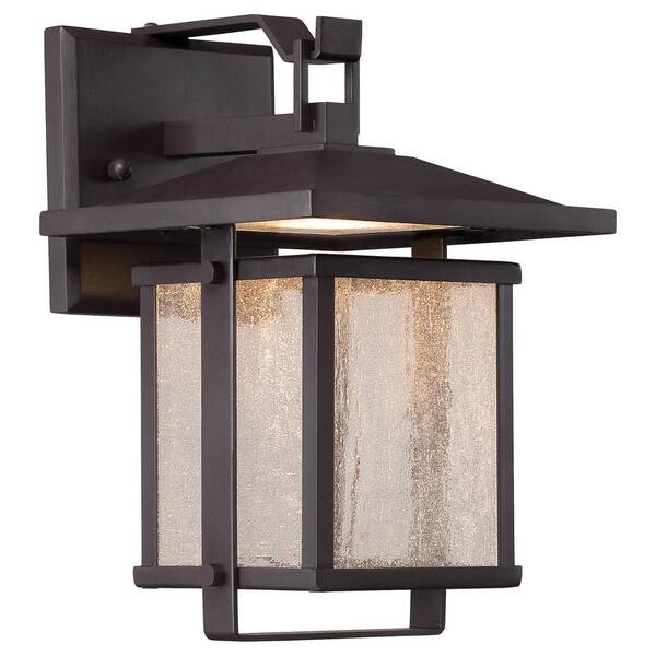 the great outdoors by Minka Lavery Hillsdale 14 in. Dorian Bronze Outdoor Integrated LED Wall Lantern Sconce