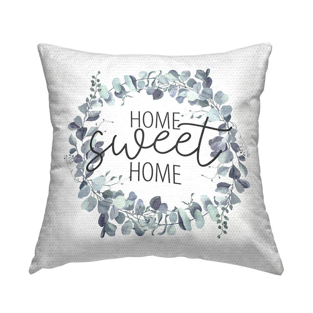 Sweet Home Greeting Blue Eucalyptus Botanicals Blue Square Outdoor Throw Pillow price history on PriceWatchPro
