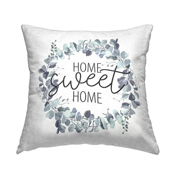 Stupell Industries Sweet Home Greeting Blue Eucalyptus Botanicals Blue Square Outdoor Throw Pillow