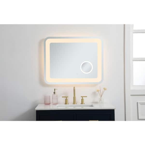 Timeless Home 30 In W X 24 H, Lina Modern Floor Mirror Gold With Marble Effect