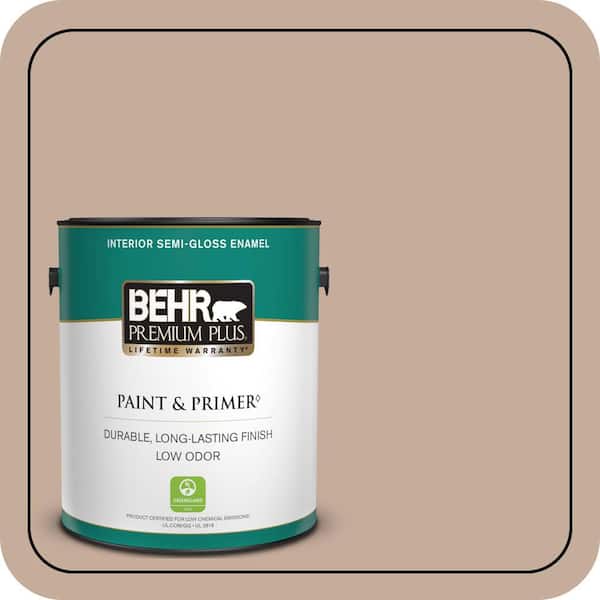 BEHR PREMIUM PLUS 1 gal. #ECC-57-1 California Stucco Semi-Gloss Enamel Low Odor Interior Paint & Primer