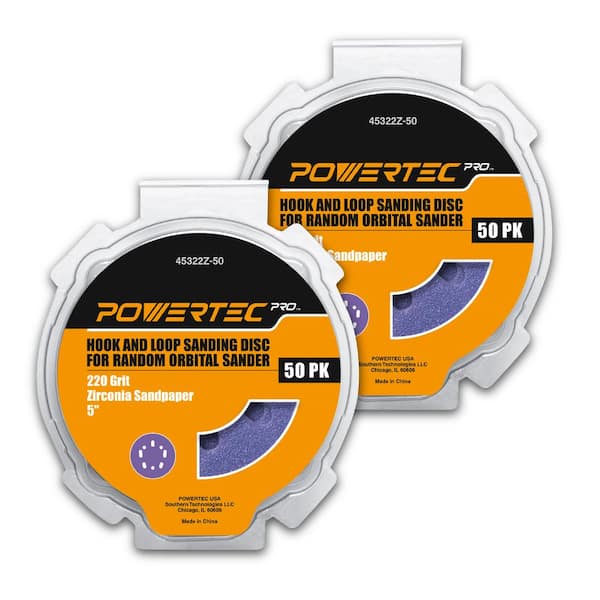 5 in. 220-Grit Zirconia Hook and Loop Orbital Sanding Disc for 5 & 8 Hole Random Orbital Sanders (100-Pack)