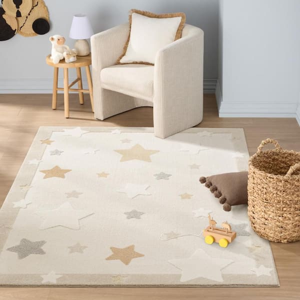 Eternal Super Star Galaxy Beige 5 ft. x 7 ft. Kids Rug