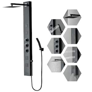 4-in-One 4-Jet Shower Panel Tower System With Rainfall Waterfall Shower Head,and Massage Body Jets in Matte Black