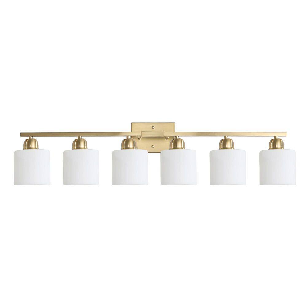 Modern 38 in. 6-Light Coppery Bathroom Vanity Light, Wall Sconce Over Mirror, Bulbs Not Included price history on PriceWatchPro