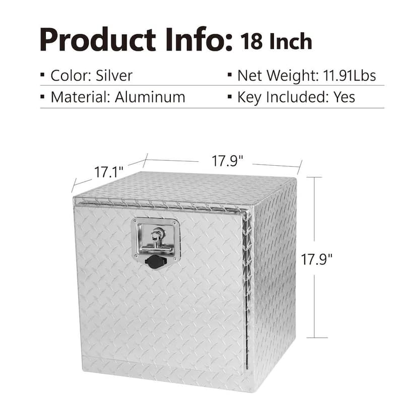 24 Gal. Aluminum Deck Box, Tool Box with T-Handle Lock and Keys