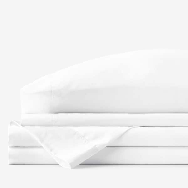 The Company Store Company Cotton 4-Piece White Solid 300-Thread Count Wrinkle-Free Sateen Full Sheet Set