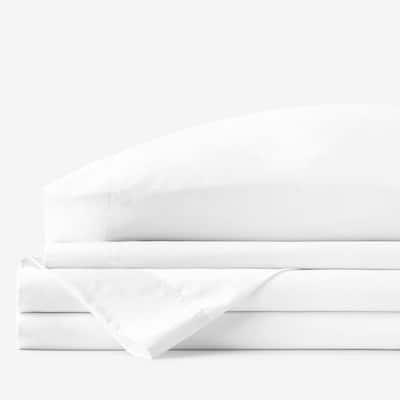Company Cotton Wrinkle Free Sateen White Sateen Queen Sheet Set