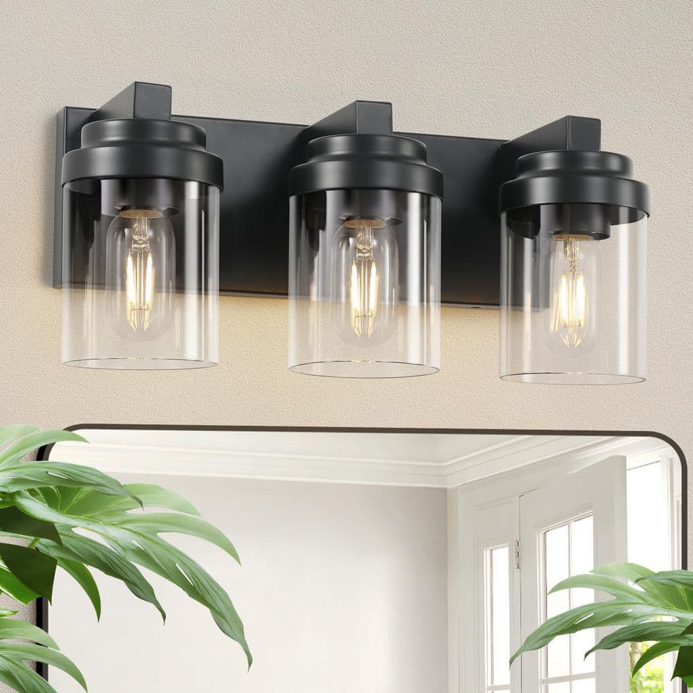 15.75 in. 3-Light Black Vanity Light, LED Bathroom Wall Light with Shades, Wall Mounted Mirror Lighting (No Bulbs) price history on PriceWatchPro