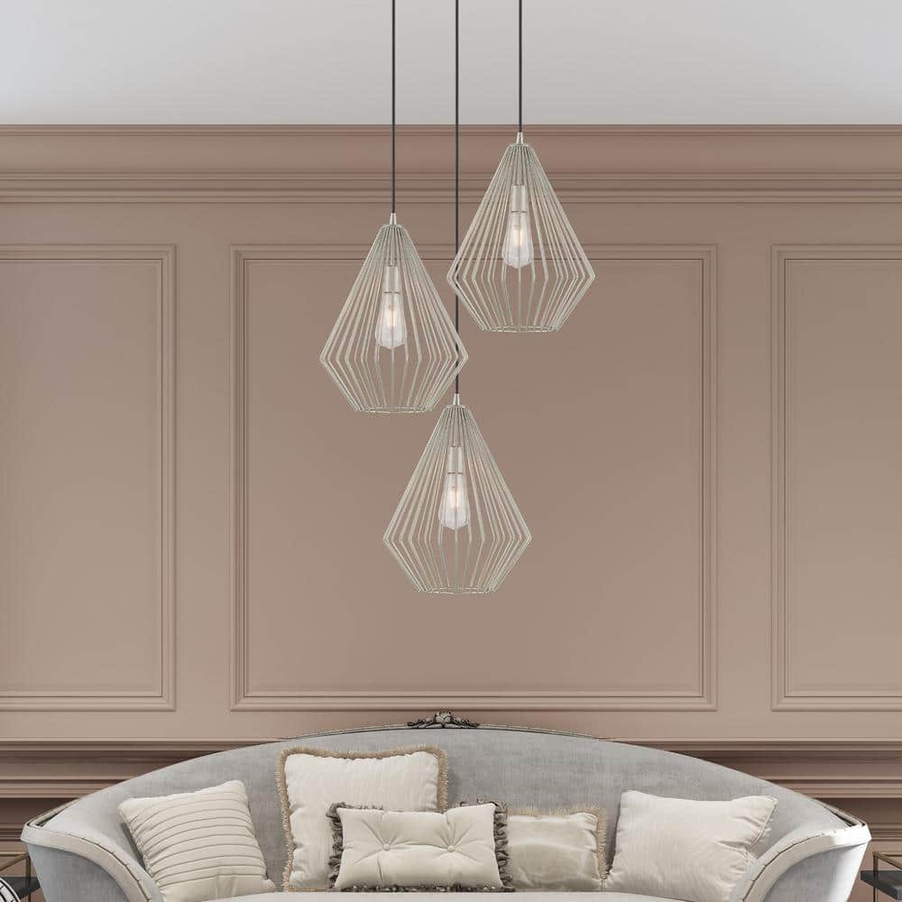 Contemporary Mini Pendant Light with Brushed Nickel Geometric Shade