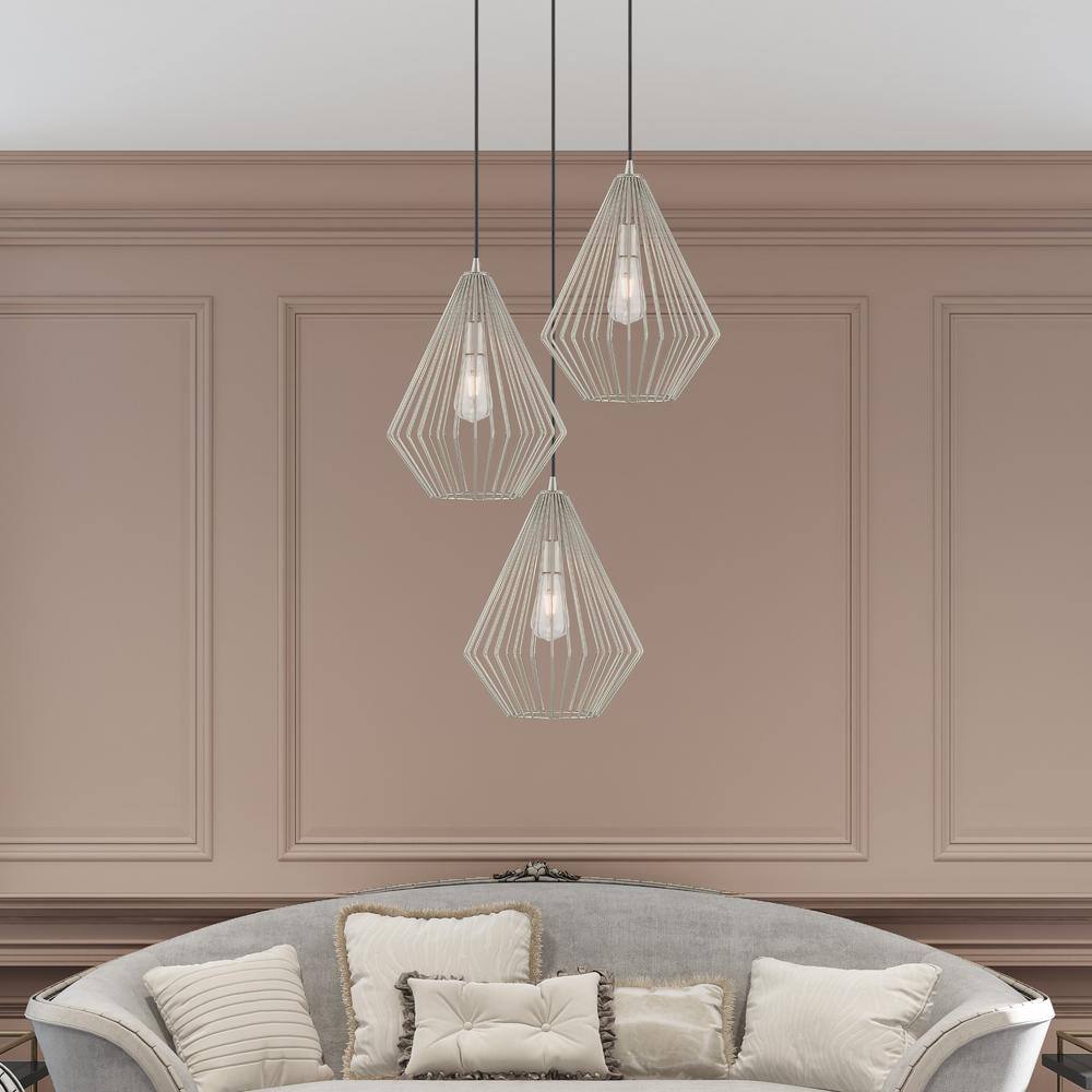 Contemporary Mini Pendant Light with Brushed Nickel Geometric Shade