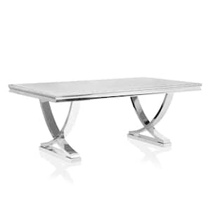 Worthgate 78 in. Rectangle Chrome Faux Marble Dining Table (Seats 6)